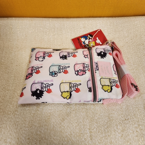 Loungefly Sanrio Hello Kitty And Friends Drinks Pink AOP Passport Bag NEW - Picture 6 of 9